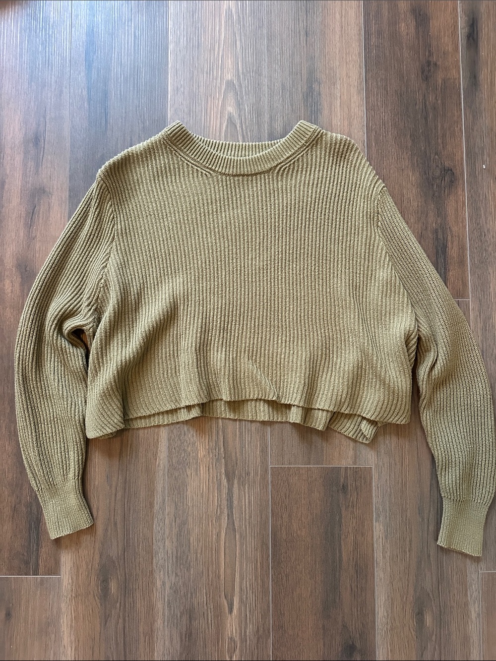 Cotton On Olive Green Cropped Rib-Knit Sweater